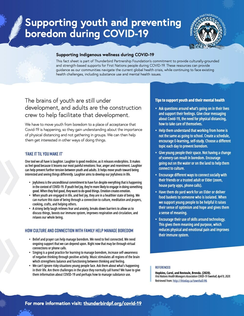 Supporting youth and preventing boredom during covid 19 thunderbird